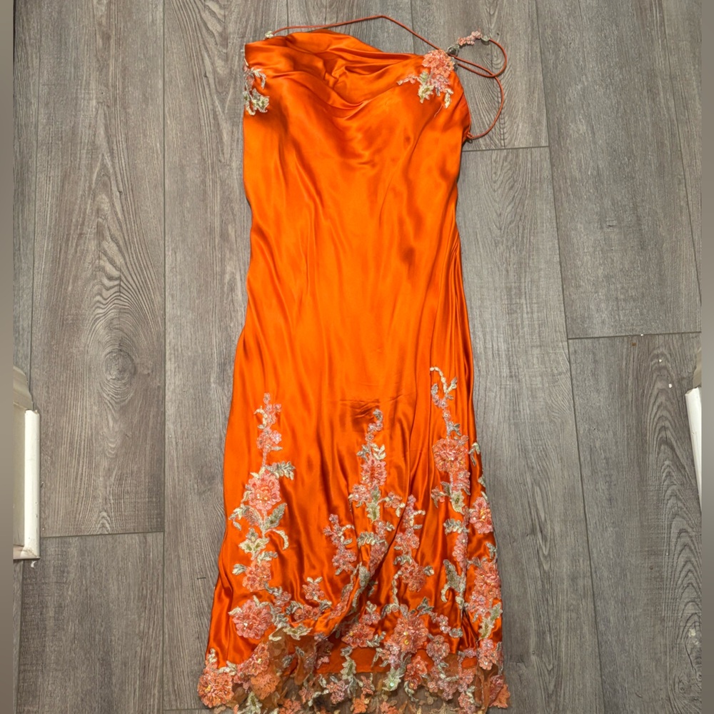 Vibrant Orange Floral Dress